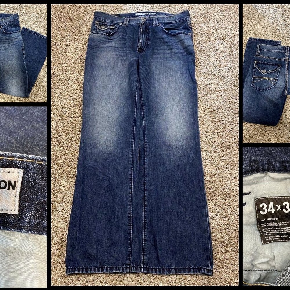 EXPRESS Kingston Jeans Classic Fit Bootcut Light Wash Blue Denim Mens 34X34